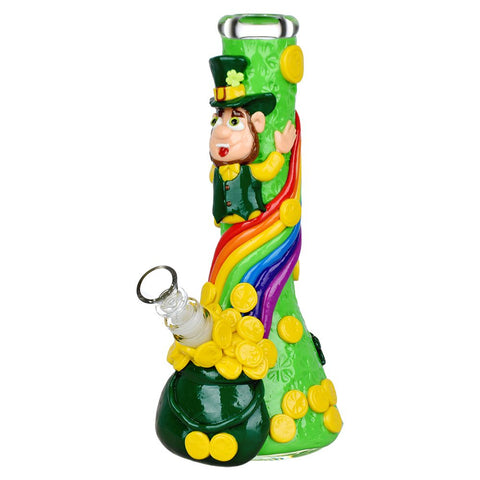 St. Patrick's Day Pot of Gold Glow In The Dark Water Pipe - 10" / 14mm F