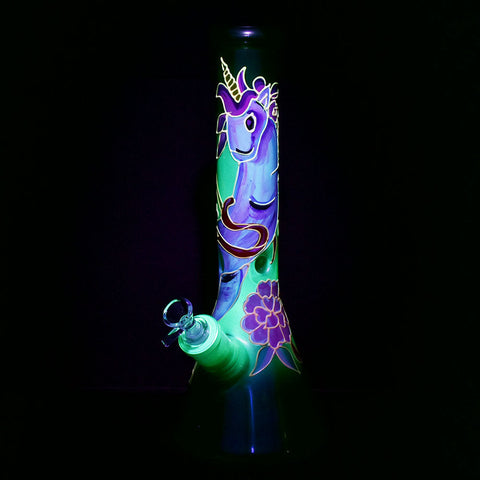 Unicorn Glow Beaker Water Pipe | 13.5" | 14mm F