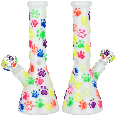 Paws for the Cause Glow in Dark Beaker Water Pipe - 10" / 14mm F