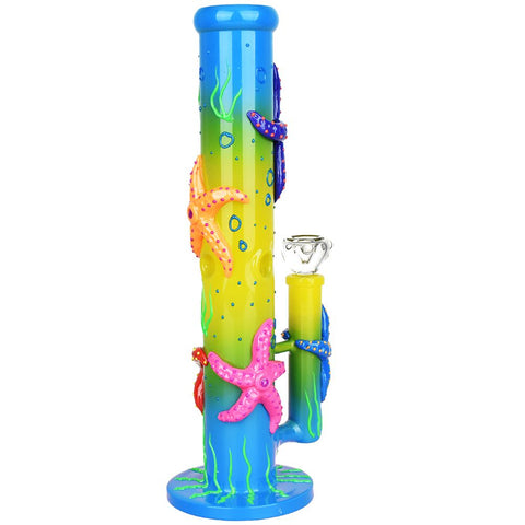 Catch A Rising Starfish Glow In The Dark Straight Tube Bong - 13.75" / 19mm F