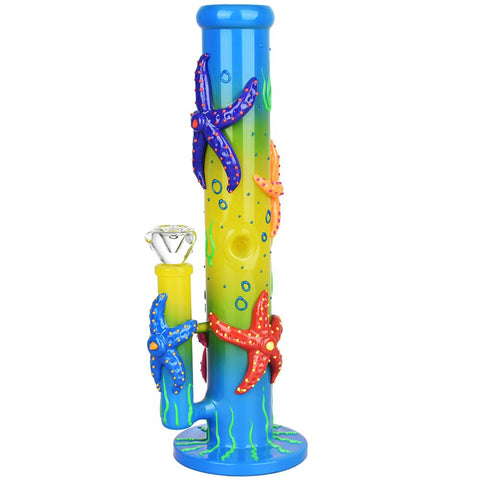 Catch A Rising Starfish Glow In The Dark Straight Tube Bong - 13.75" / 19mm F