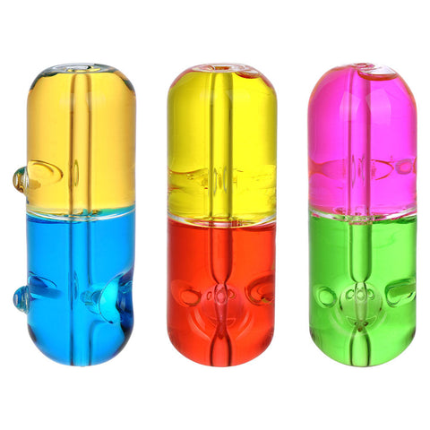 Hard Pill To Swallow Bicolor Glycerin Hand Pipe - 4.5" / Colors Vary