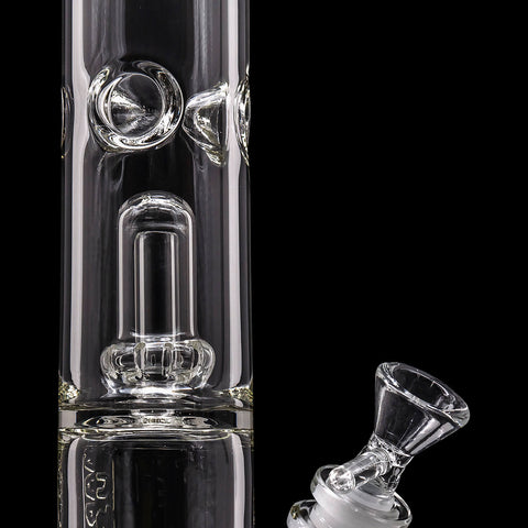 "Smoke Stack" Thick Glass Straight Showerhead Perc Bong