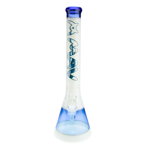 18" Waves White & Blue Beaker Bong