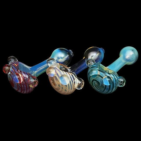 "Spiral Marble Head" Glass Spoon Pipe