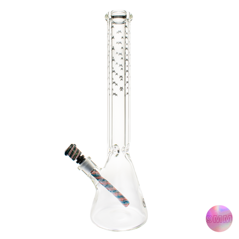 18" X 9mm Bats All Over Wig Wag Downstem Beaker Bong