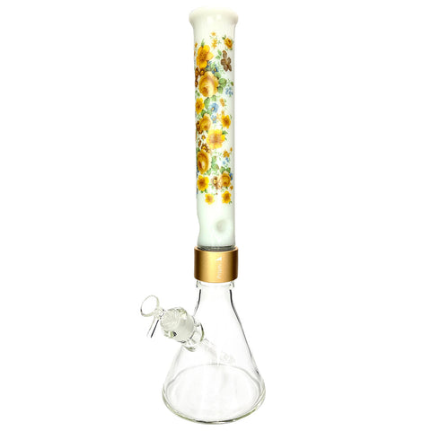 HALO VINTAGE FLORAL BEAKER BONG SINGLE STACK