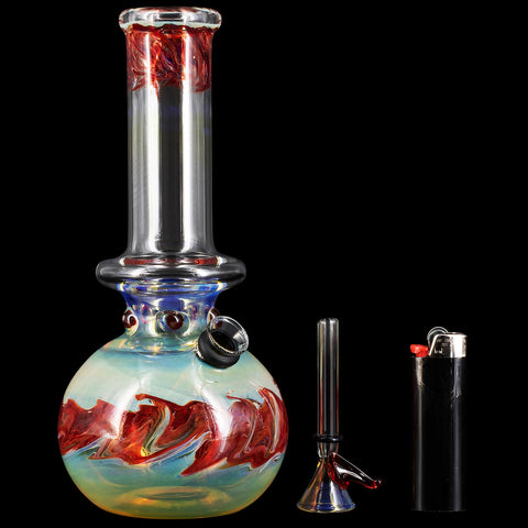 "Time Traveler" Silver Fumed Pull-Stem Bubble Bong