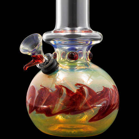"Time Traveler" Silver Fumed Pull-Stem Bubble Bong