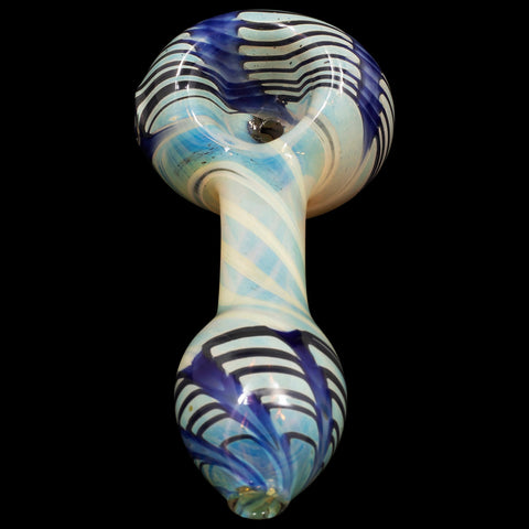 "Twisty Cane" Spoon Glass Pipe (Various Colors)