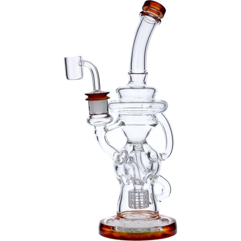 Bent Neck Water Pipe w/Bowl & Quartz-Amber(RCL-L-H02A)