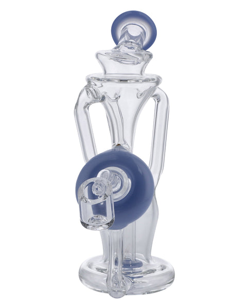 Bent Neck Dab Rig Recycler-Milky Blue-6in(RCL-S-034MB)