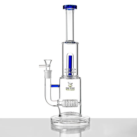 1Stop Glass 13” Thick Glass 2 Perc Bong w/ UFO Perc & Barrel Inline Perc