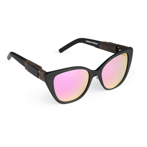 BLAZE - Polarized Cateye Matte Black Frame - Pink Mirror Lenses
