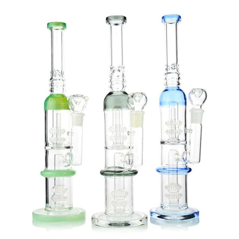 1Stop Glass 14” Heavy Hitter Bong w/ 4 Showerhead Percs, Ice Pinch & More